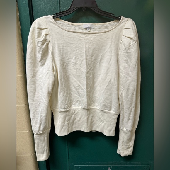AG Adriano Goldschmied Walker Puff Sleeve Ivory sweatshirt. Pre-owned Size L - Picture 3 of 7